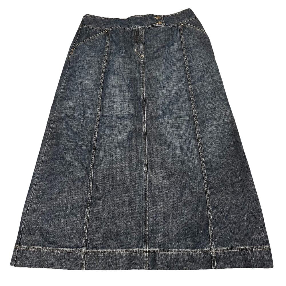 Liz Claiborne Jean Skirt Women’s Sz 12 A-Line Long Denim Dark Wash Modest